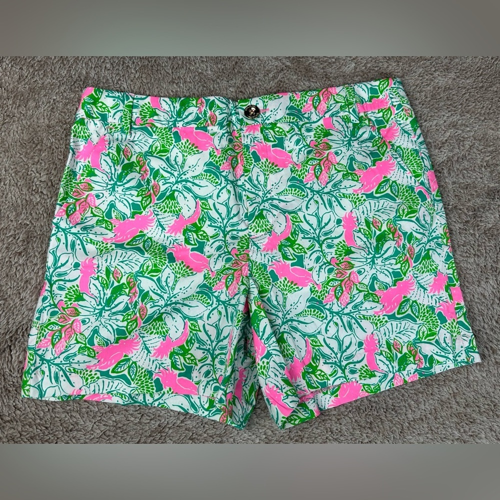 LillyPulitzer Gretchen 5” High-Rise Shorts Botanical Green Just Wing It Size 10 - Picture 4 of 16